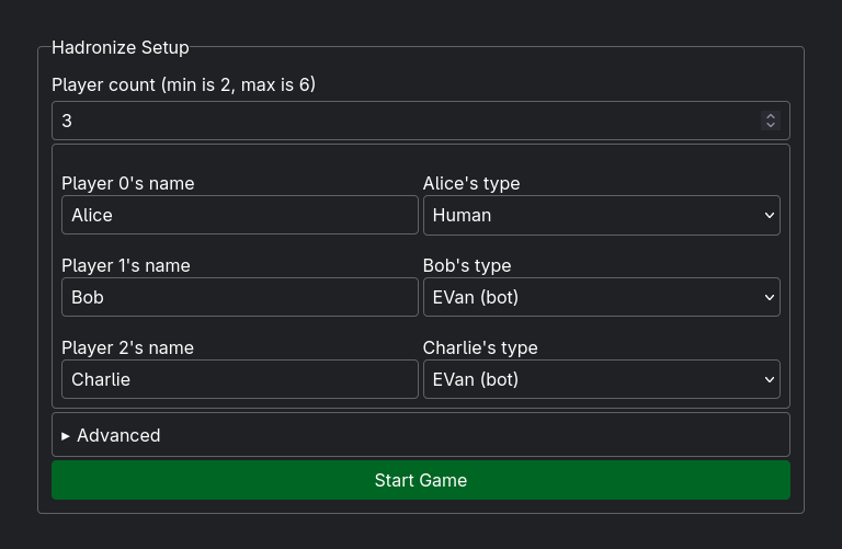 Hadronize setup form