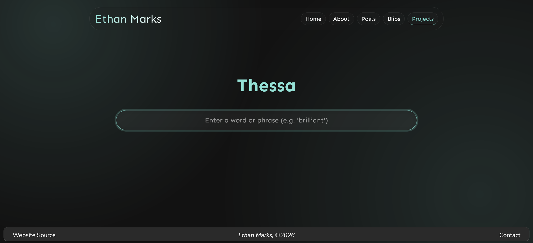 A screenshot of the Thessa interface